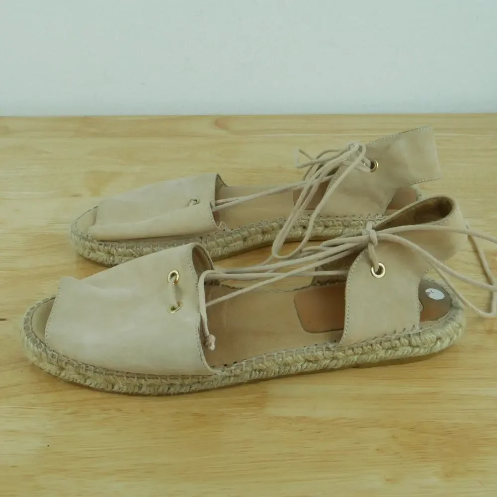 Kanna EU 41 US 10 Espadrilles Ankle Tie Sandals Preppy Coastal Resort Vacation